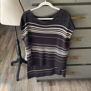 Eileen Fisher Charcoal and Cream Knit Top